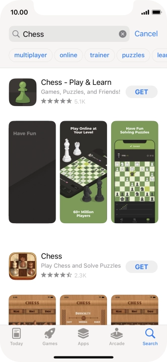 Press the required app. Press the required app.