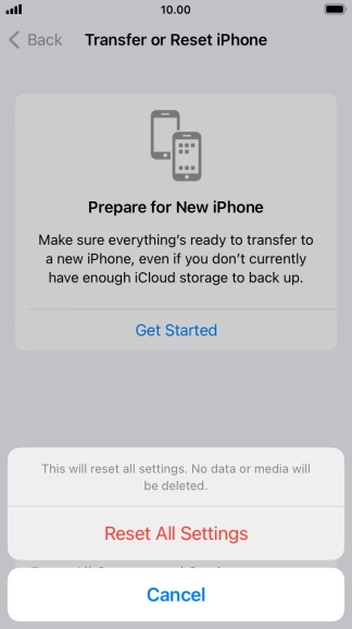 Press Reset All Settings. Press Reset All Settings.