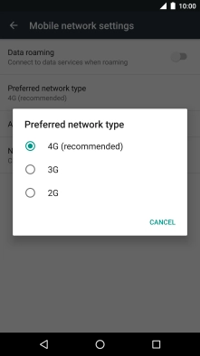Press the required network mode. Press the required network mode.