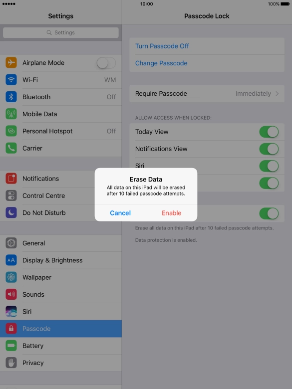If you turn on the function, press Enable. If you turn on the function, press Enable.