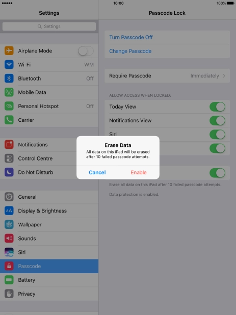 If you turn on the function, press Enable. If you turn on the function, press Enable.