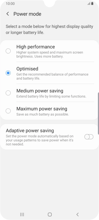 Press the required setting to turn on the function. Press the required setting to turn on the function.