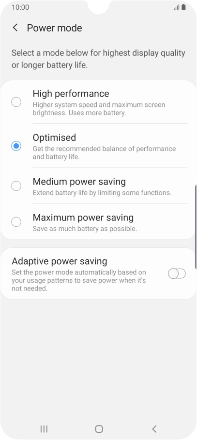 Press the required setting to turn on the function. Press the required setting to turn on the function.