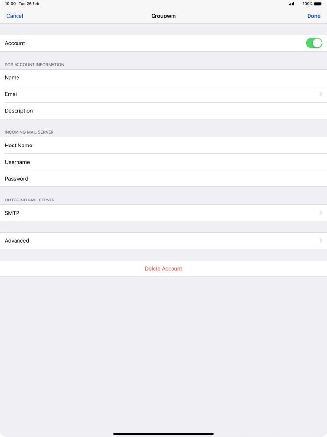 Press SMTP.