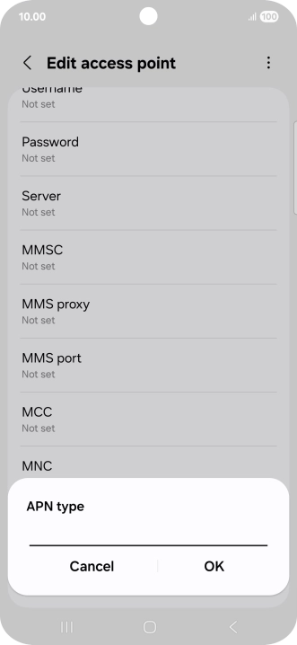 Key in default and press OK. Key in default and press OK.