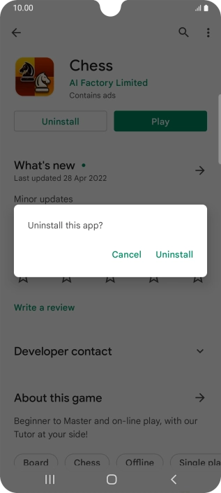 Press Uninstall.