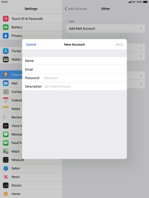 Press Password and key in the password for your email account. Press Password and key in the password for your email account.