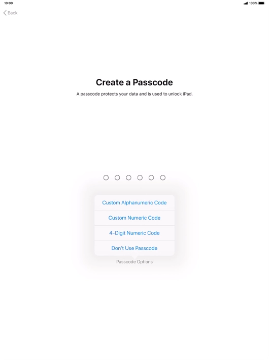 Follow the instructions on the screen to turn on use of lock code or press Don't Use Passcode. Follow the instructions on the screen to turn on use of lock code or press Don't Use Passcode.