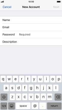 Press Password and key in the password for your email account.