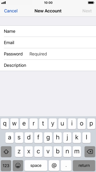 Press Password and key in the password for your email account.