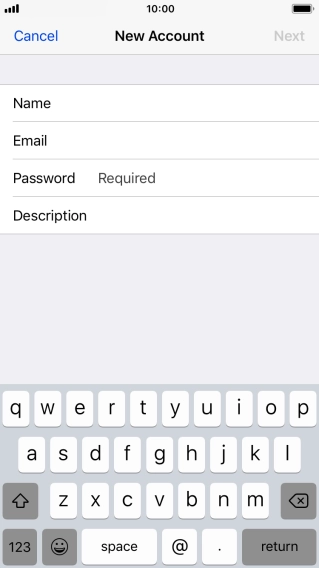 Press Password and key in the password for your email account.