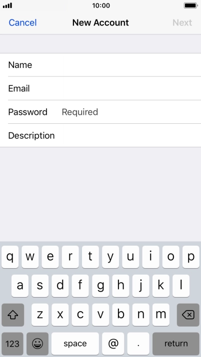 Press Password and key in the password for your email account.