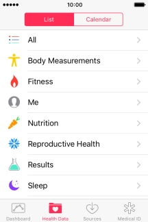 Press the required category.