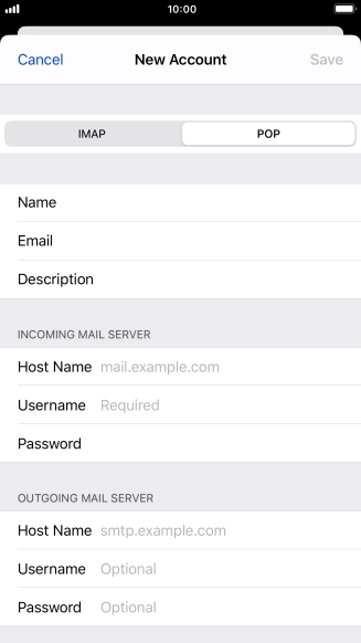 Press Host Name and key in the name of your email provider's incoming server.