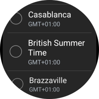 Press the required time zone. Press the required time zone.