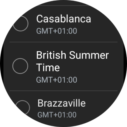 Press the required time zone. Press the required time zone.