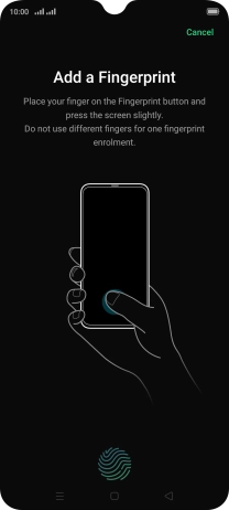 Follow the instructions on the screen to create the phone lock code using your fingerprint. Follow the instructions on the screen to create the phone lock code using your fingerprint.