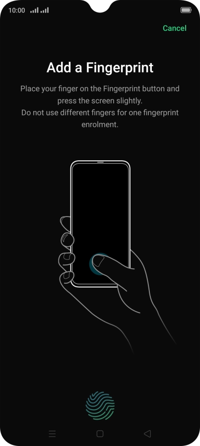 Follow the instructions on the screen to create the phone lock code using your fingerprint. Follow the instructions on the screen to create the phone lock code using your fingerprint.