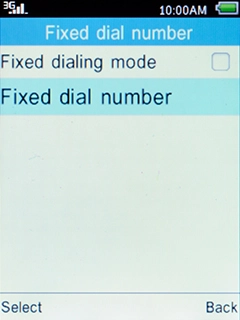 Select Fixed dial number and press the Left selection key.