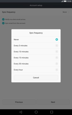 Press the required setting.