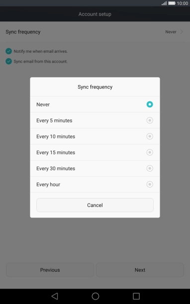Press the required setting.