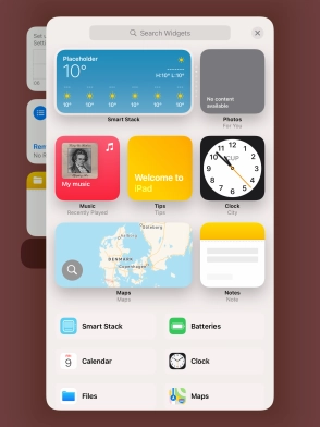 Press the required widget.