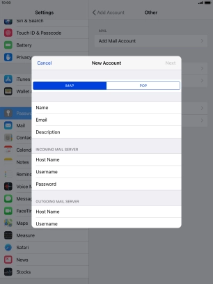 Press IMAP.