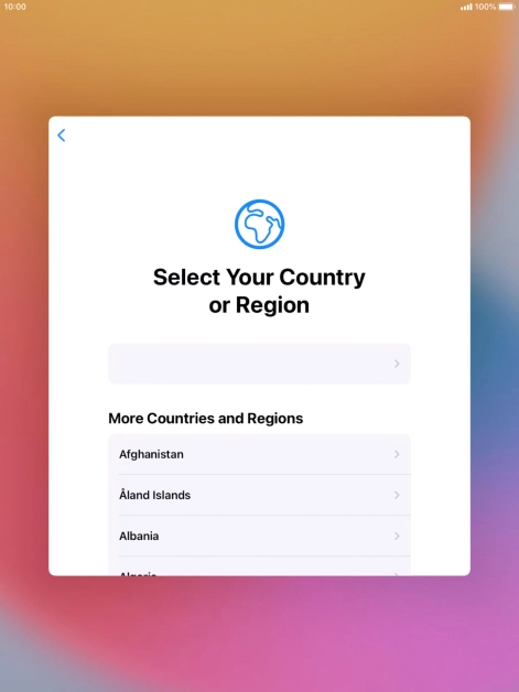 Press the required country or area.