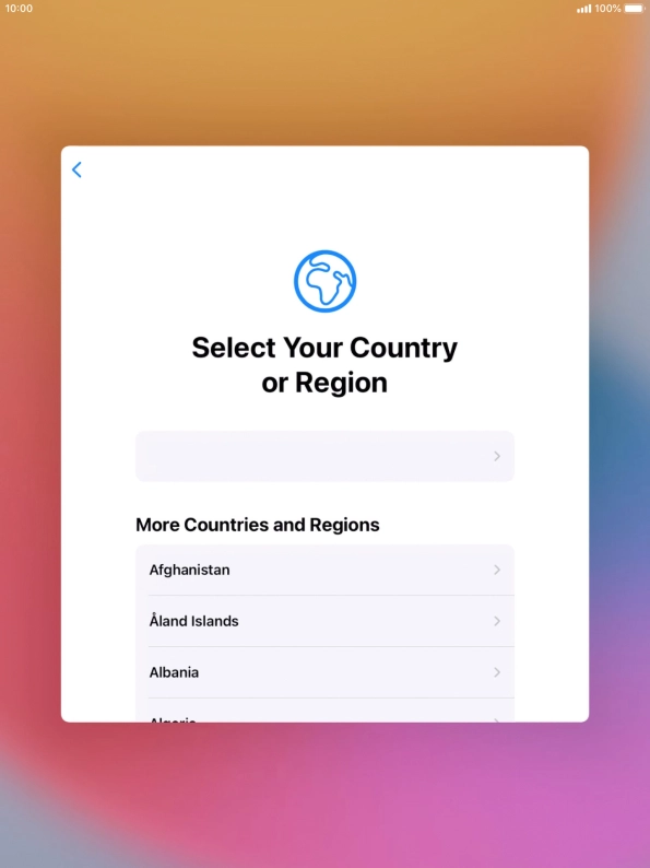 Press the required country or area.