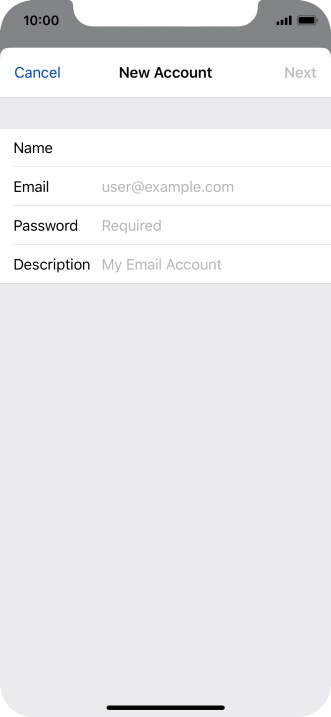 Press Email and key in your email address.