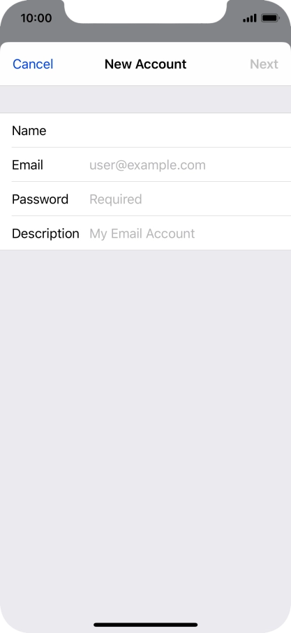 Press Email and key in your email address.