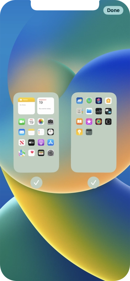 Press the fields below the required home screens to select or deselect them.