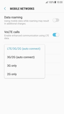 Press the required network mode. Press the required network mode.