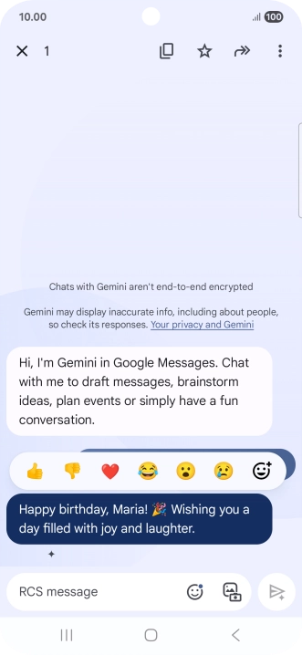 Press and hold the text suggestion from Gemini. Follow the instructions on the screen to use the text suggestion. Press and hold the text suggestion from Gemini. Follow the instructions on the screen to use the text suggestion.