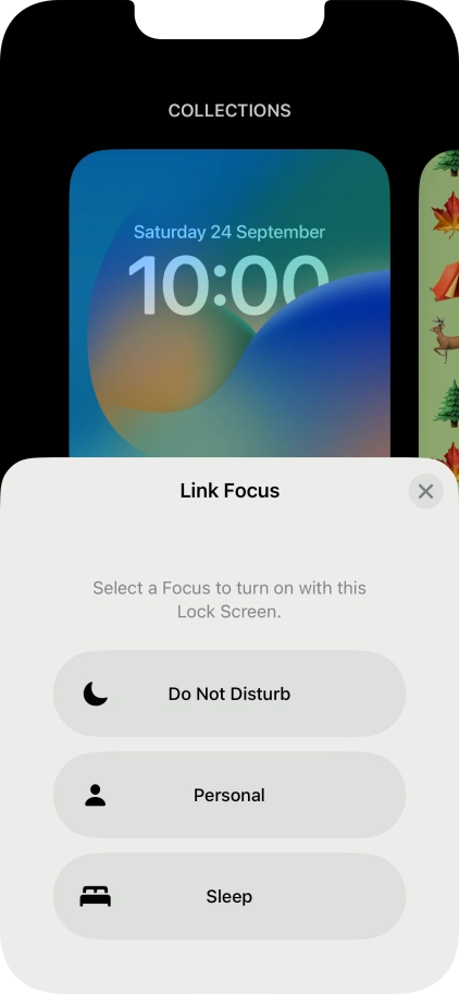 Press the required focus mode.