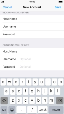 Press Username and key in the username for your email account. Please note that if you're using Vodafone's outgoing server, leave the username field empty.