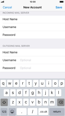 Press Username and key in the username for your email account. Please note that if you're using Vodafone's outgoing server, leave the username field empty.
