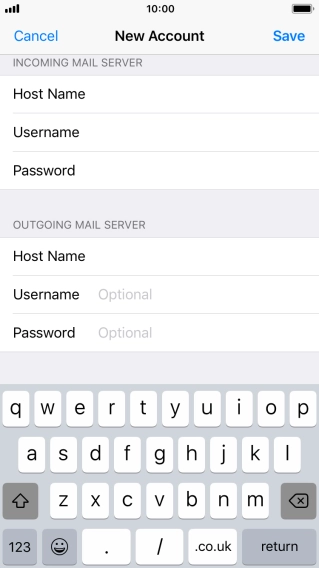 Press Username and key in the username for your email account. Please note that if you're using Vodafone's outgoing server, leave the username field empty.