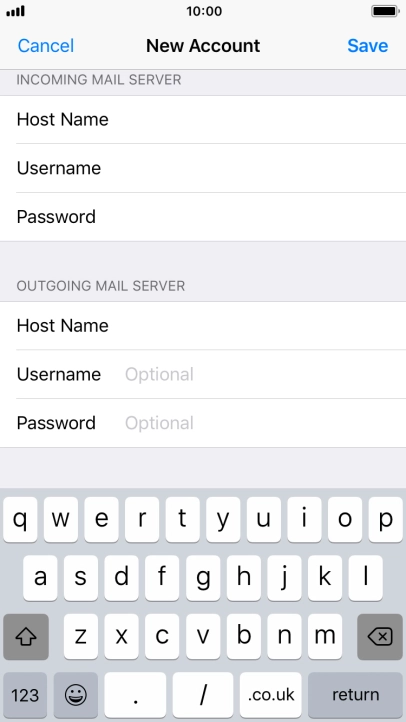Press Username and key in the username for your email account. Please note that if you're using Vodafone's outgoing server, leave the username field empty.