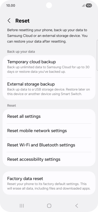 Press Factory data reset. Press Factory data reset.
