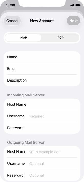 Press IMAP.