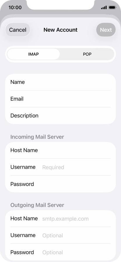 Press IMAP.