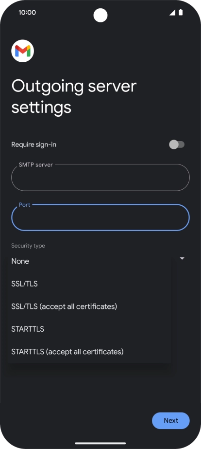 Press SSL/TLS. Press SSL/TLS.