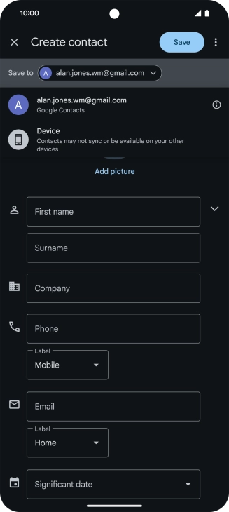Press the required Google account. Press the required Google account.