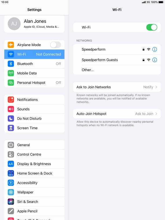 Press the required Wi-Fi network and key in the password for the Wi-Fi network.