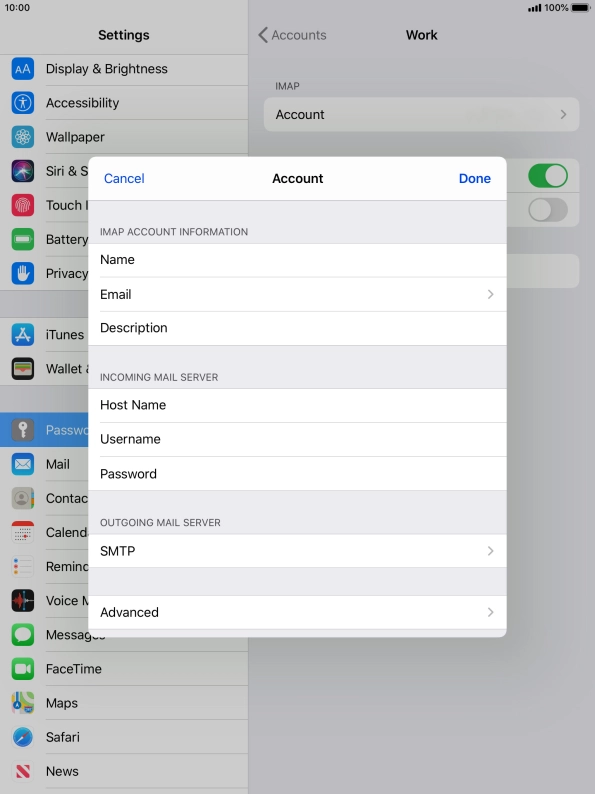 Press SMTP.
