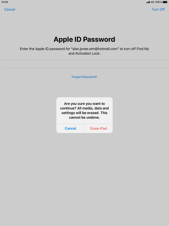 Press Erase iPad. Wait a moment while the factory default settings are restored. Follow the instructions on the screen to set up your tablet and prepare it for use. Press Erase iPad. Wait a moment while the factory default settings are restored. Follow the instructions on the screen to set up your tablet and prepare it for use.