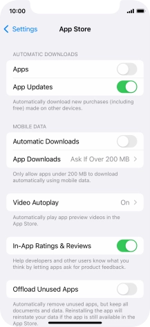 Press the indicators next to the required content types to turn the function on or off.
