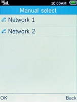 Select the required network and press the Left selection key.