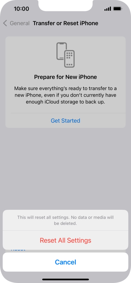 Press Reset All Settings. Press Reset All Settings.